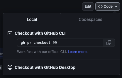 PR code modal